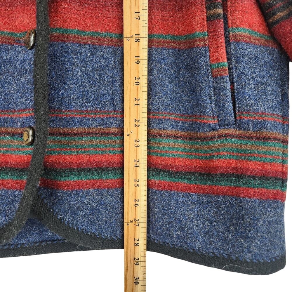 VTG 80’s Woolrich WMNS Blanket Jacket Wool Stripped Aztec Red Western SZ M EUC - Picture 12 of 16